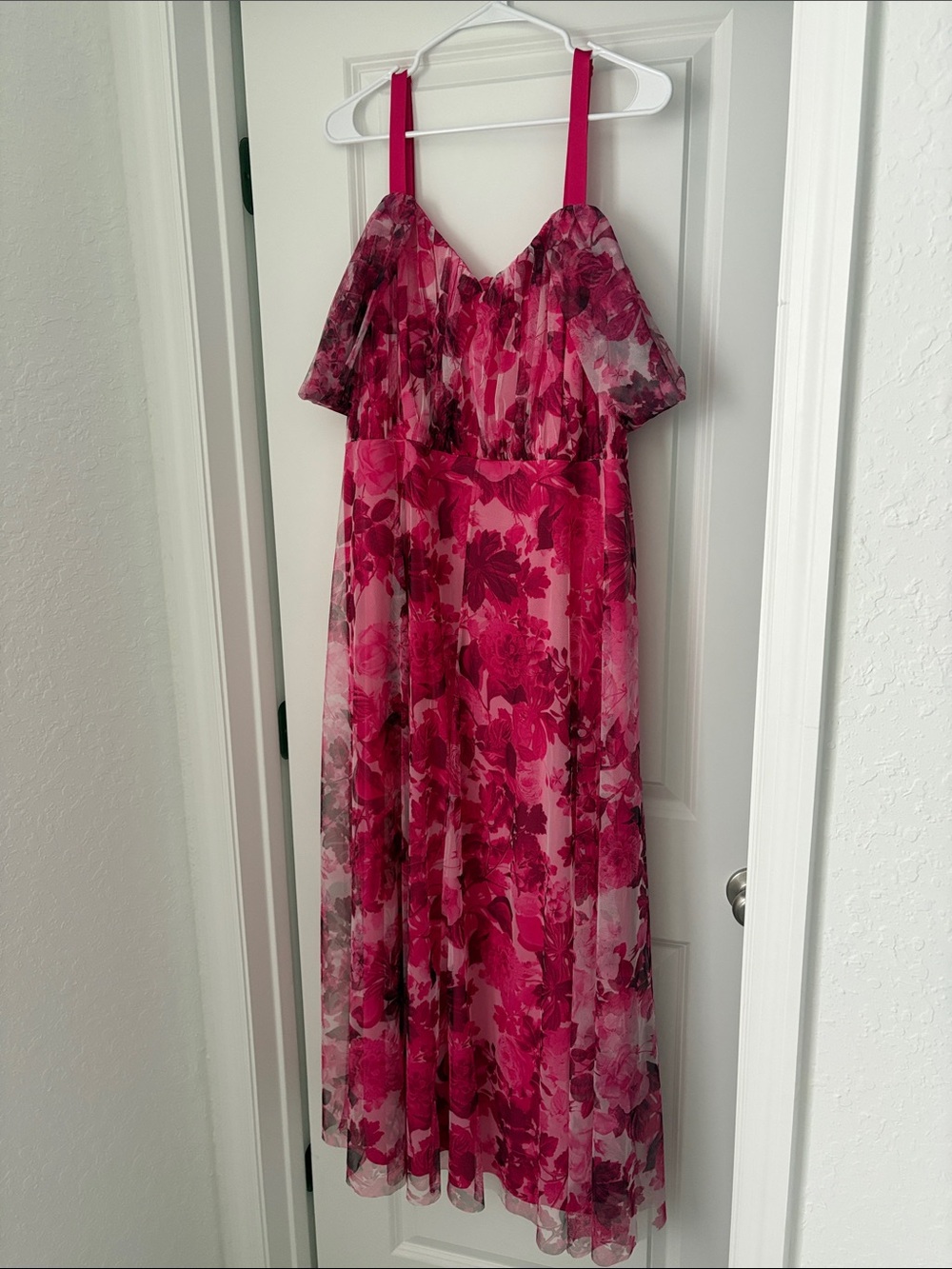 Lovely grace Pink Floral Off-Shoulder Dress